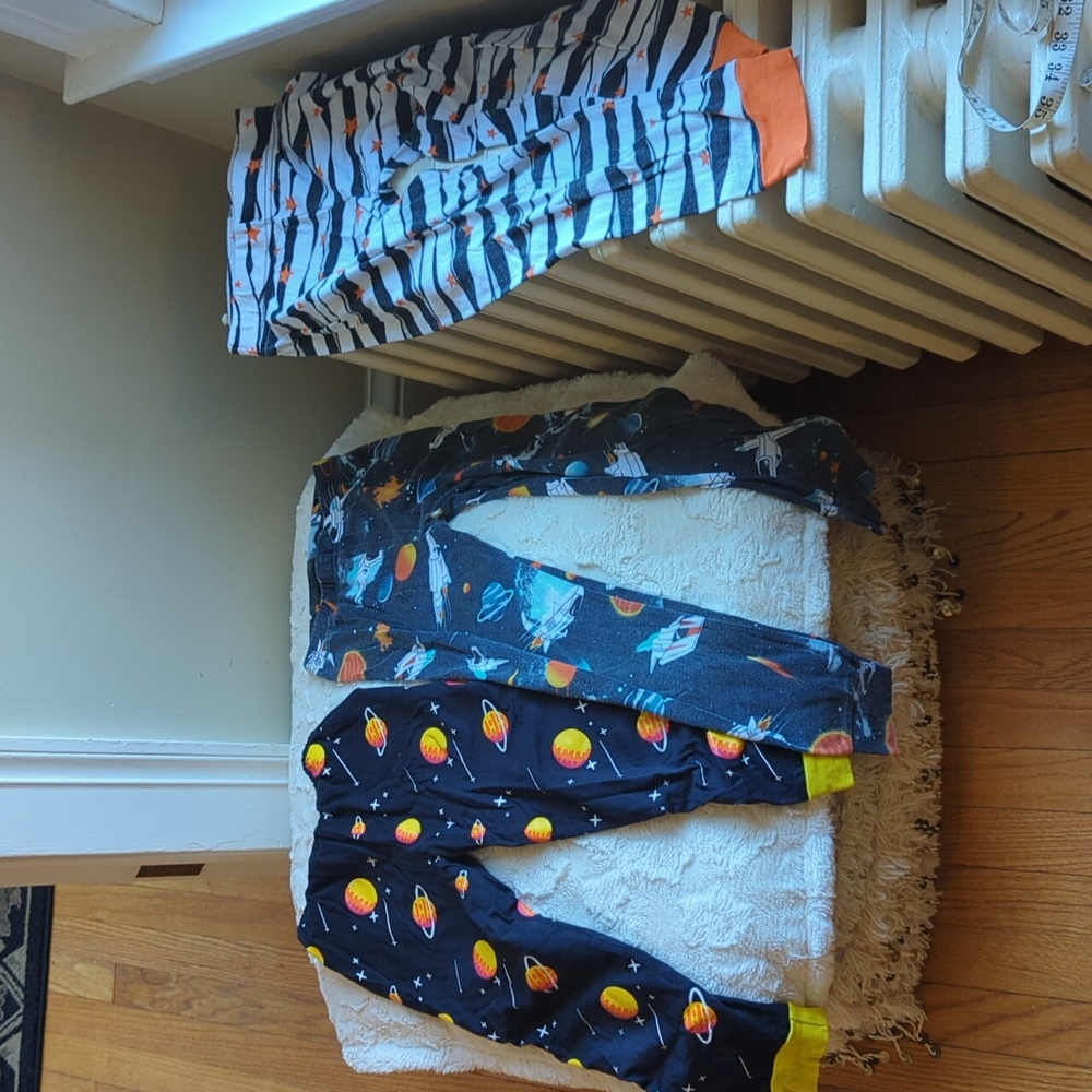 Space Adventure Kids PJs Bottoms - Black, Blue, and White, 3 Pairs Size 7 Boy